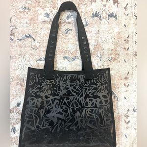 Fenty, beauty, Rihanna tote bag, large mesh, black tote bag